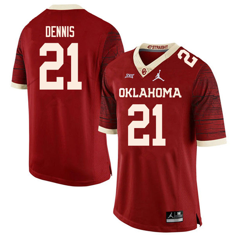 Men #21 Kendall Dennis Oklahoma Sooners College Football Jerseys Sale-Retro